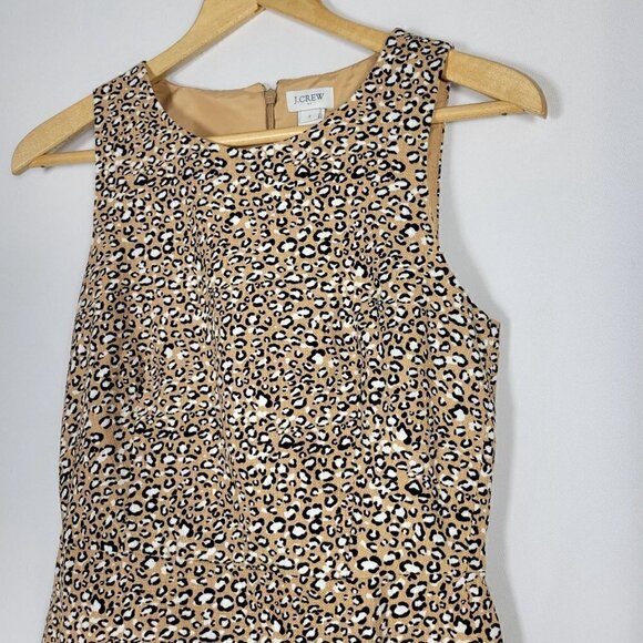 J. Crew Women's Basketweave Animal Print Sheath Dress Fully Lined Size 2 - Picture 3 of 13